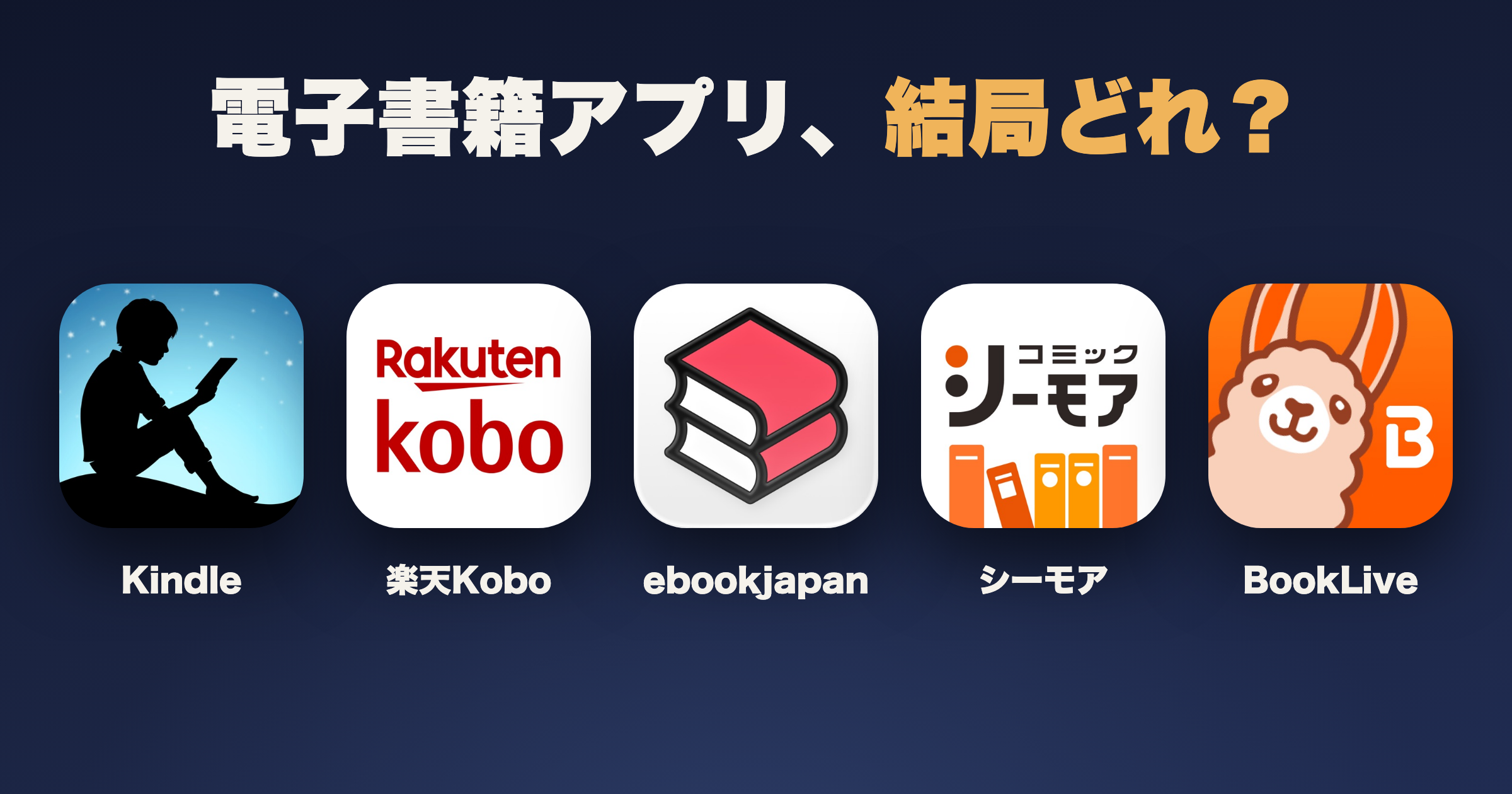 電子書籍アプリおすすめ比較2026|主要5社の特徴と選び方